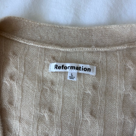 NWT Reformation Giusta Oversized Cashmere Cardigan eco beige large - Picture 7 of 10